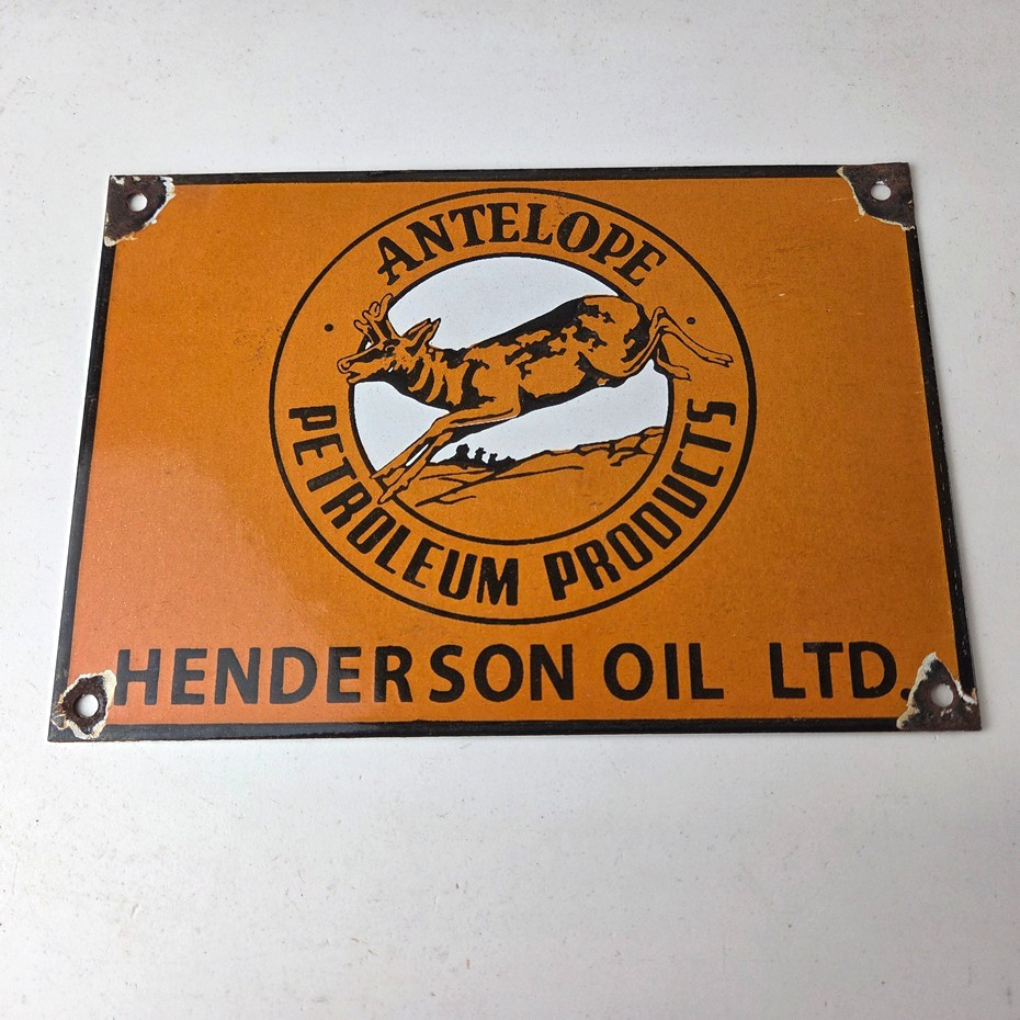 Vintage Antelope Petroleum Sign - Motor Oil Gas Pump Porcelain Advertising Sign - Image 15