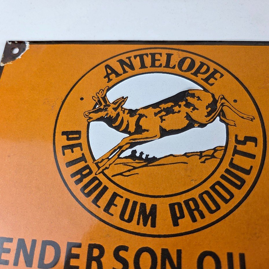 Vintage Antelope Petroleum Sign - Motor Oil Gas Pump Porcelain Advertising Sign - Image 3