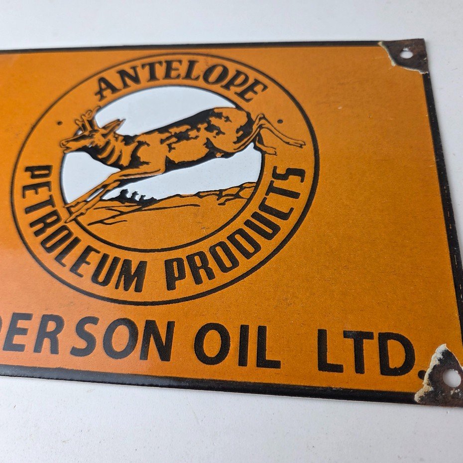 Vintage Antelope Petroleum Sign - Motor Oil Gas Pump Porcelain Advertising Sign - Image 4