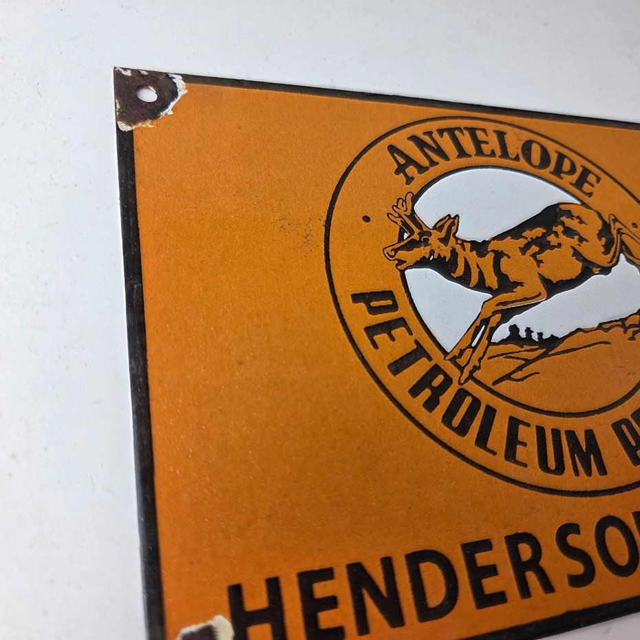 Vintage Antelope Petroleum Sign - Motor Oil Gas Pump Porcelain Advertising Sign - Image 5