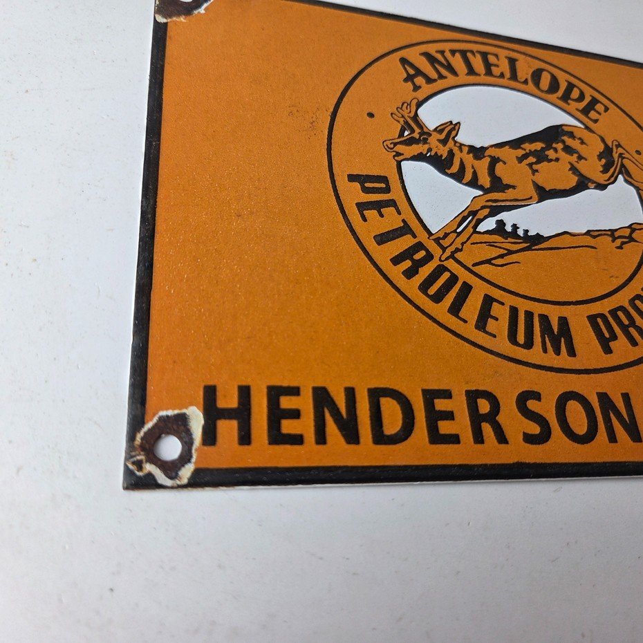 Vintage Antelope Petroleum Sign - Motor Oil Gas Pump Porcelain Advertising Sign - Image 6