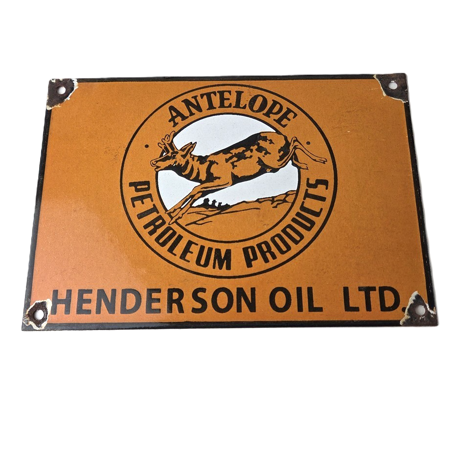 Vintage Antelope Petroleum Sign - Motor Oil Gas Pump Porcelain Advertising Sign