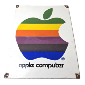Vintage Apple Computers Sign - Authorized Dealer Service Gas Porcelain Sign