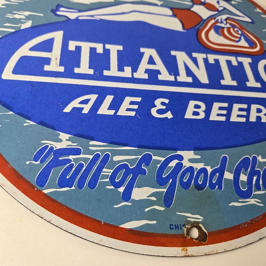 Vintage Atlantic Ale & Beer Sign - Good Cheer Beverage Gas Station Pump Sign - Image 11