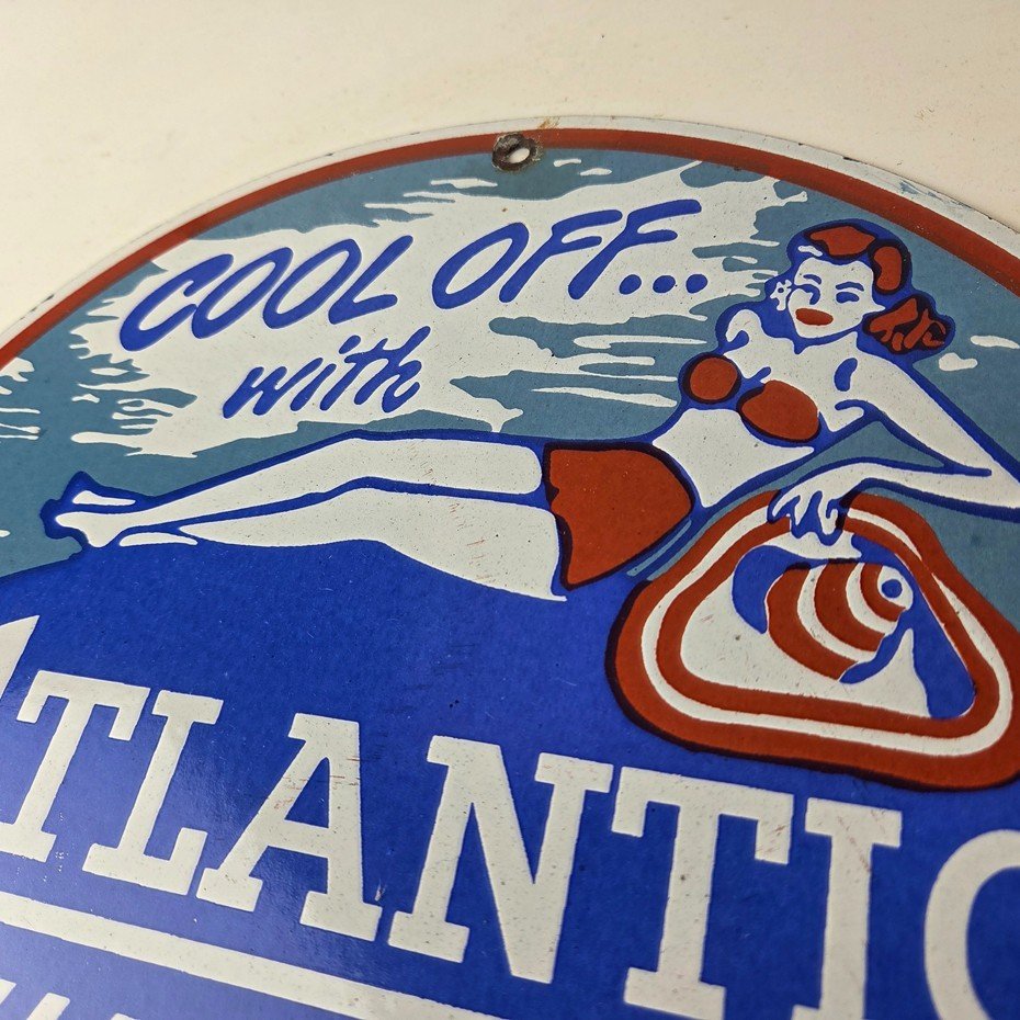 Vintage Atlantic Ale & Beer Sign - Good Cheer Beverage Gas Station Pump Sign - Image 12