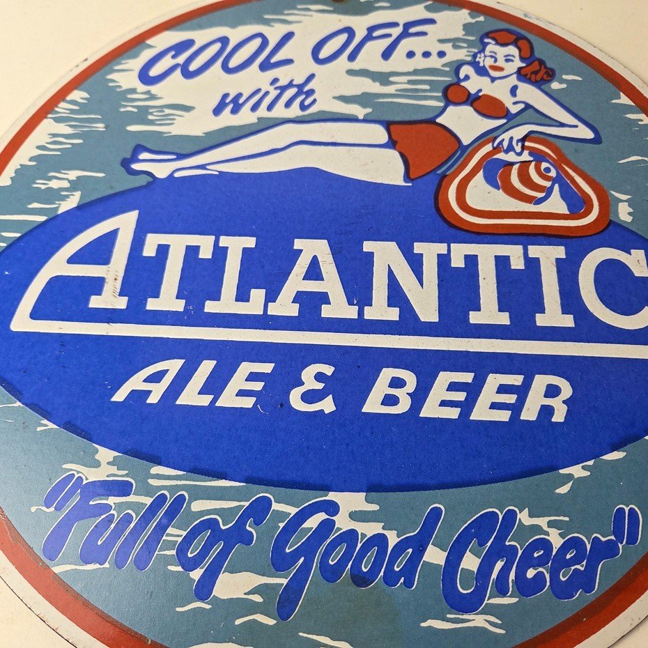 Vintage Atlantic Ale & Beer Sign - Good Cheer Beverage Gas Station Pump Sign - Image 4
