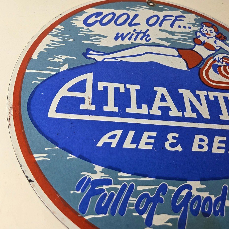 Vintage Atlantic Ale & Beer Sign - Good Cheer Beverage Gas Station Pump Sign - Image 6
