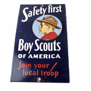 Vintage Boy Scouts Sign - America Local Troop Gas Pump Motor Oil Porcelain Sign