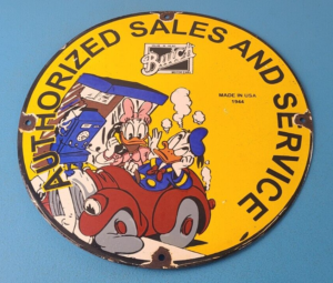 Vintage Buick Automobiles Sign Donald Duck Porcelain Auto Gas Pump Sign 305903485247