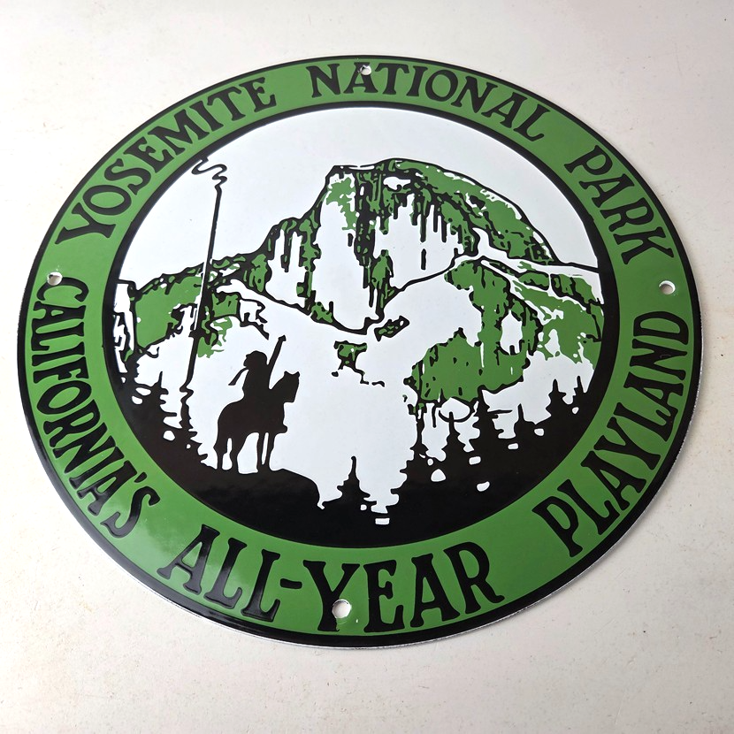 Vintage California National Park Sign - Yosemite Forest Gas Pump Porcelain Sign - Image 15