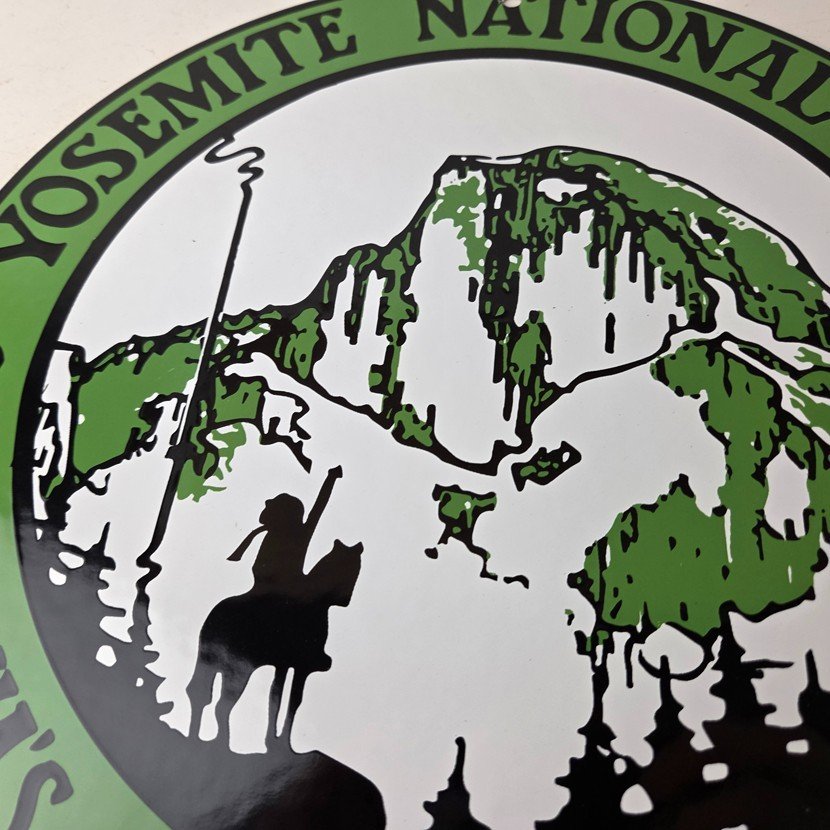 Vintage California National Park Sign - Yosemite Forest Gas Pump Porcelain Sign - Image 3