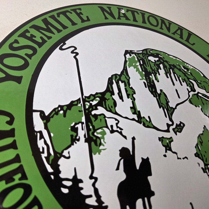 Vintage California National Park Sign - Yosemite Forest Gas Pump Porcelain Sign - Image 5