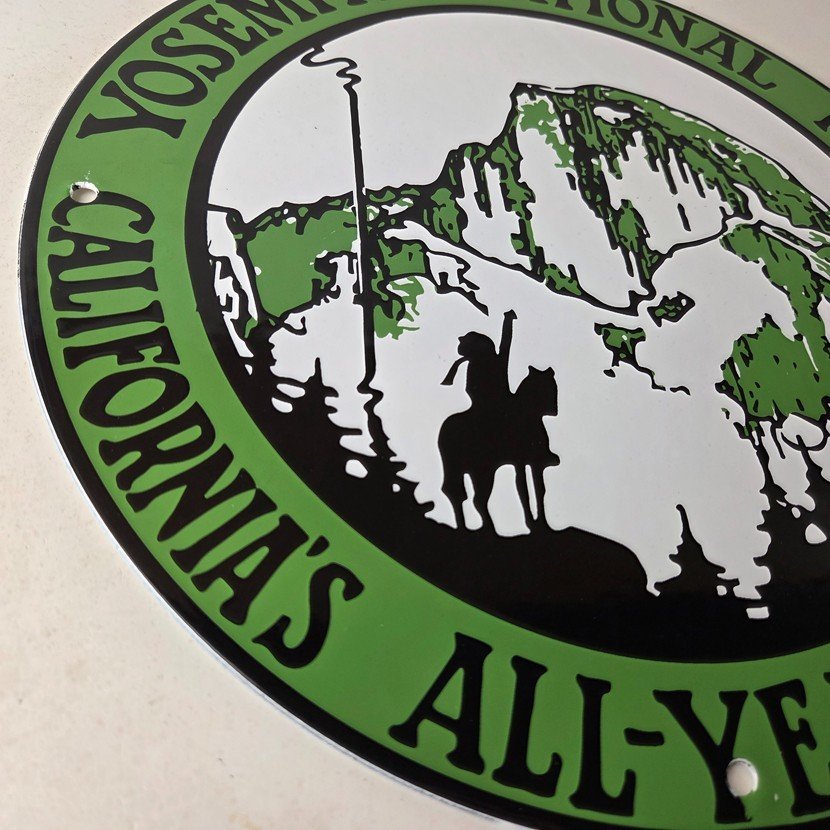 Vintage California National Park Sign - Yosemite Forest Gas Pump Porcelain Sign - Image 6