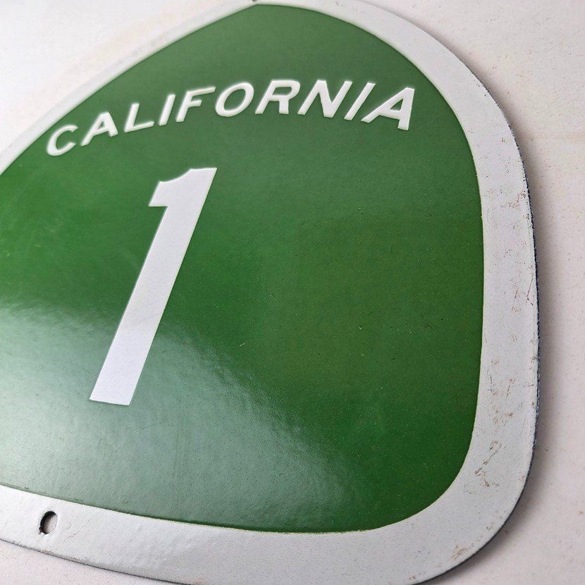 Vintage California State Route 1 Sign - Porcelain Highway Pacific Coast Gas Sign - Image 13
