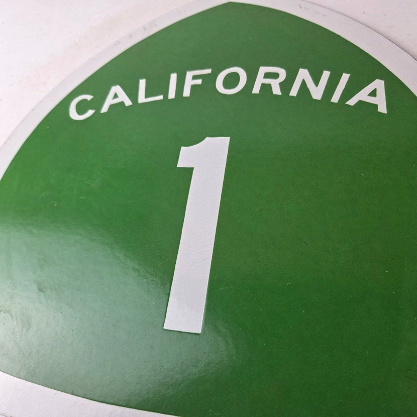 Vintage California State Route 1 Sign - Porcelain Highway Pacific Coast Gas Sign - Image 4