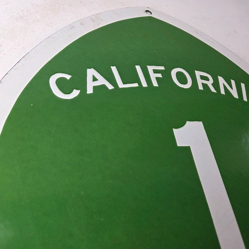 Vintage California State Route 1 Sign - Porcelain Highway Pacific Coast Gas Sign - Image 5