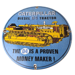 Vintage Caterpillar Sign - Diesel Trucks Service Gas Pump Porcelain Sign