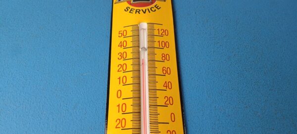 Vintage Chevrolet Auto Sign Service Gas Pump Sign on Porcelain Thermometer 305728785237 11