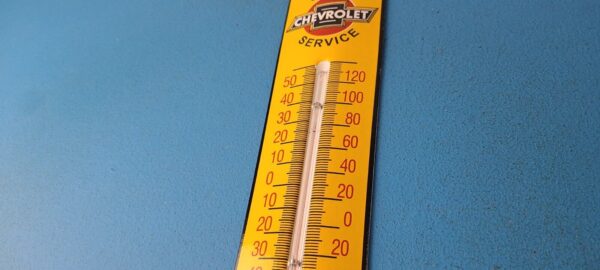 Vintage Chevrolet Auto Sign Service Gas Pump Sign on Porcelain Thermometer 305728785237 7