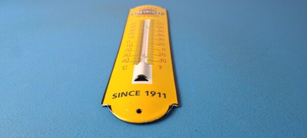 Vintage Chevrolet Auto Sign Service Gas Pump Sign on Porcelain Thermometer 305728785237 9