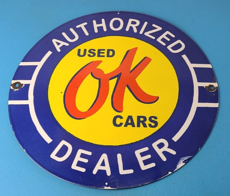 Vintage Chevrolet Porcelain Sign OK Used Car Dealer Automobile Motors Gas Sign 306071103247