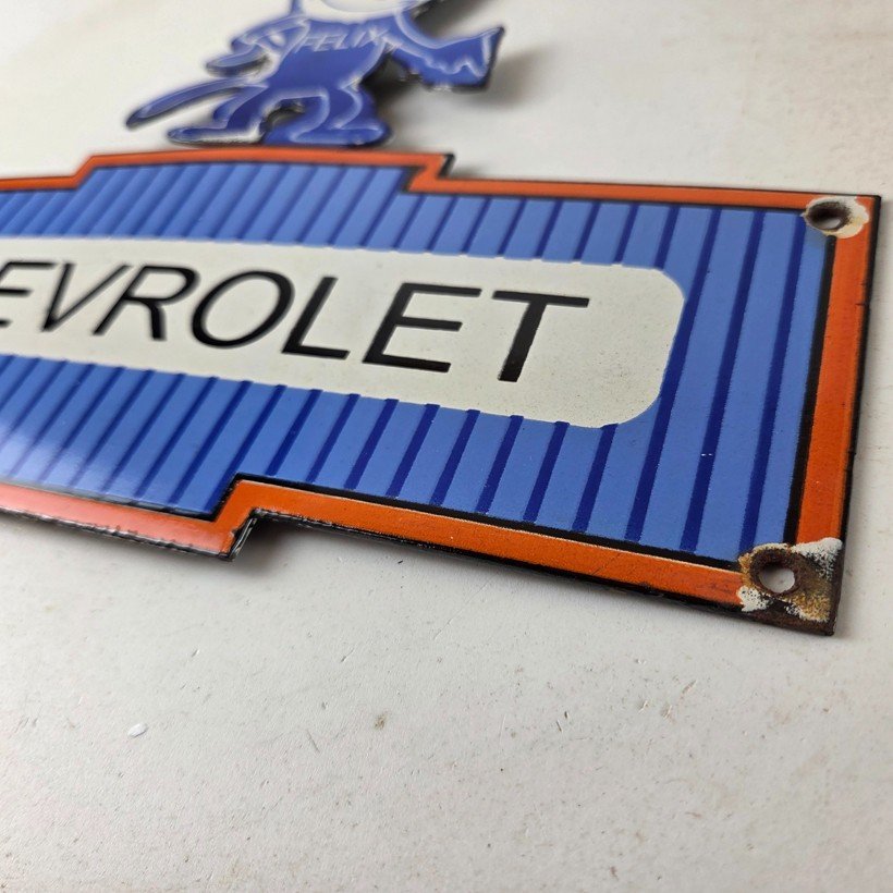 Vintage Chevrolet Sign - Felix Dont Touch Automobile Gas Pump Porcelain Sign - Image 14