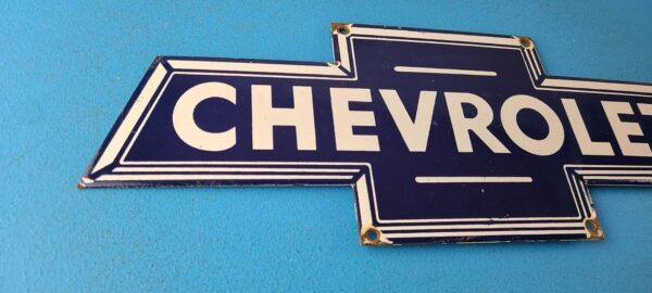 Vintage Chevrolet Sign Porcelain Bow Tie Garage Auto Sign 305762228527 5