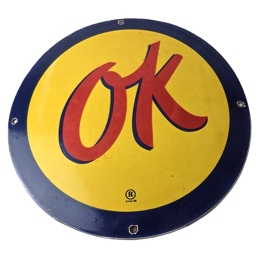 Vintage Chevrolet Sign - Porcelain OK Used Cars Gas Oil Pump Garage Sign