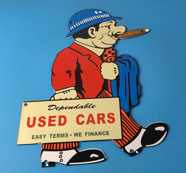 Vintage Chevrolet Sign Porcelain Used Cars Cigar Sales Man Gas Pump Sign 305793111337