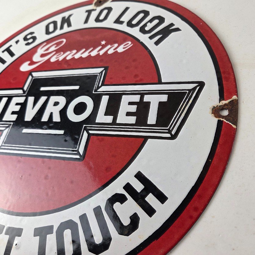 Vintage Chevrolet Sign - Warning, Automobile Motors Gas Pump Porcelain Sign - Image 13