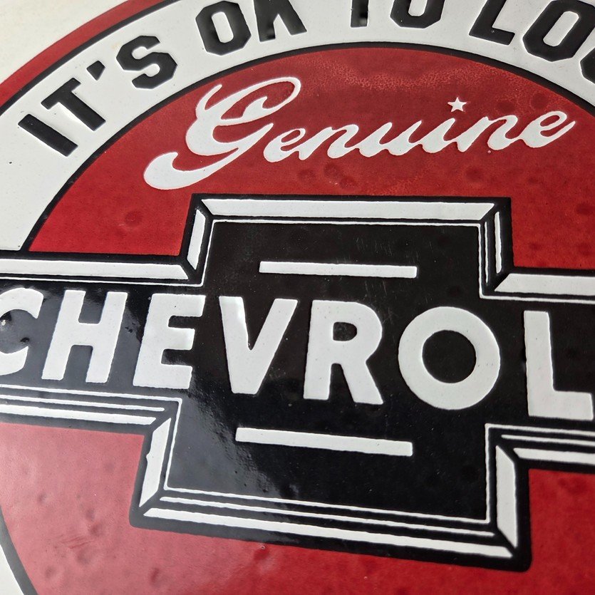 Vintage Chevrolet Sign - Warning, Automobile Motors Gas Pump Porcelain Sign - Image 3
