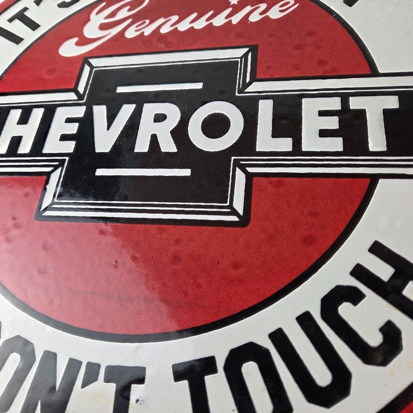 Vintage Chevrolet Sign - Warning, Automobile Motors Gas Pump Porcelain Sign - Image 4