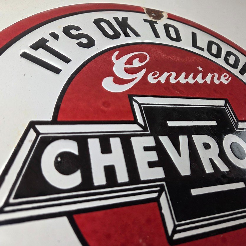 Vintage Chevrolet Sign - Warning, Automobile Motors Gas Pump Porcelain Sign - Image 5