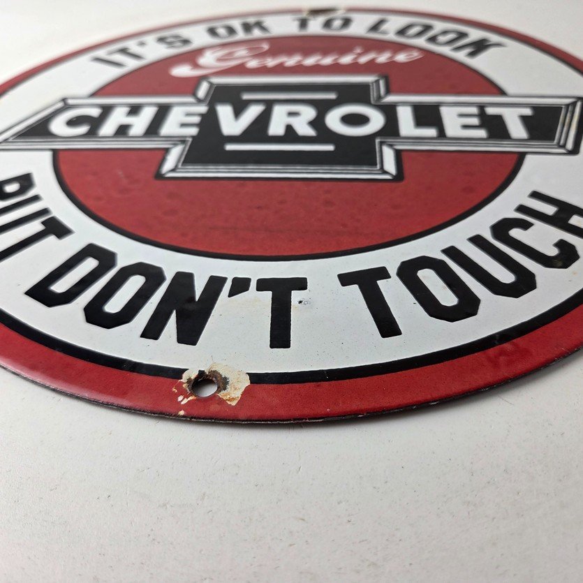 Vintage Chevrolet Sign - Warning, Automobile Motors Gas Pump Porcelain Sign - Image 10