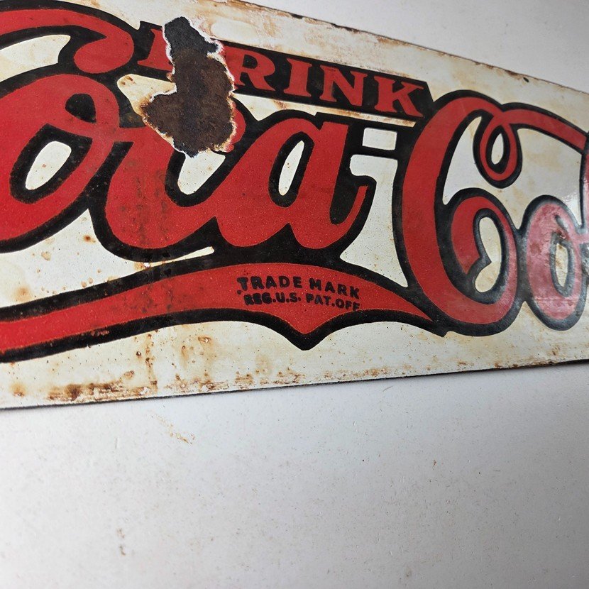 Vintage Coca Cola Porcelain Sign - Advertising Gas Pump Shop Soda Sales Sign - Image 11