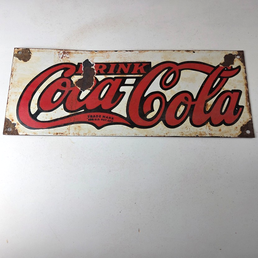 Vintage Coca Cola Porcelain Sign - Advertising Gas Pump Shop Soda Sales Sign - Image 15