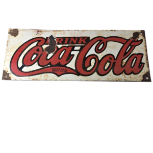 Vintage Coca Cola Porcelain Sign - Advertising Gas Pump Shop Soda Sales Sign