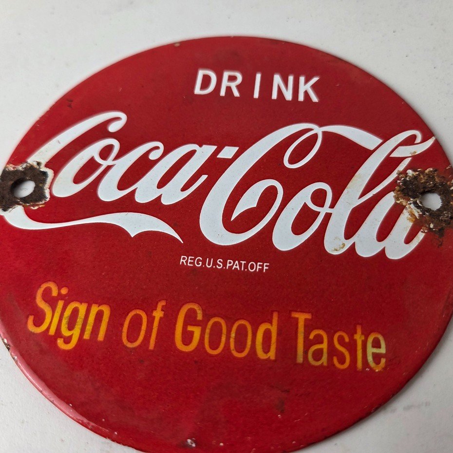 Vintage Coca Cola Porcelain Sign - Shop Soda Advertising Gas Pump Service Sign - Image 14