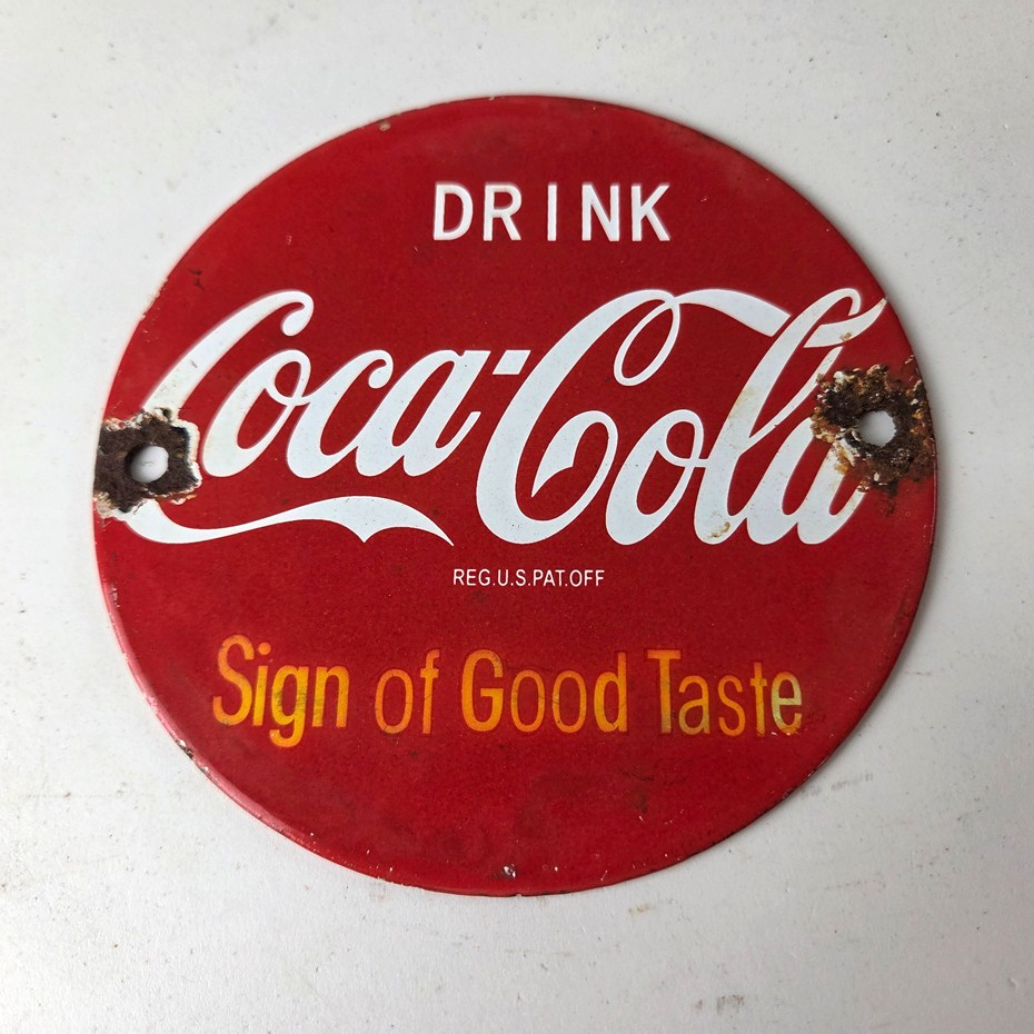 Vintage Coca Cola Porcelain Sign - Shop Soda Advertising Gas Pump Service Sign - Image 15
