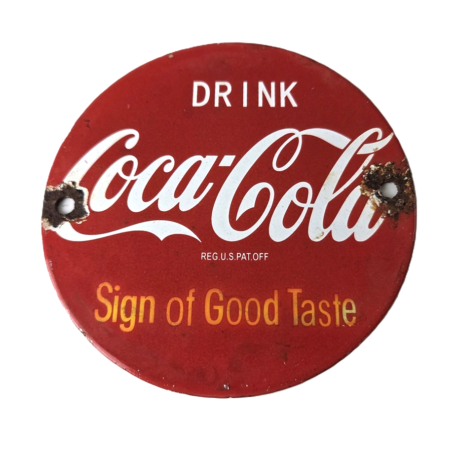 Vintage Coca Cola Porcelain Sign - Shop Soda Advertising Gas Pump Service Sign