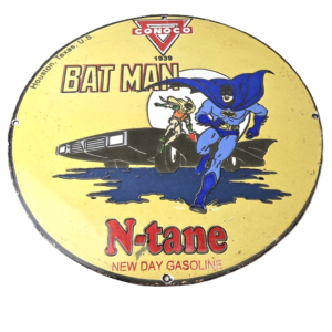 Vintage Conoco Gas Sign - Comics Porcelain Gas Pump Batman Gasoline Sign