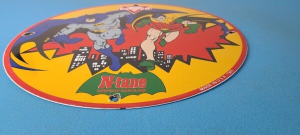 Vintage Conoco Gasoline Porcelain Sign - Batman Robin N-Tane Comic Gas Pump Sign - Image 11