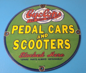 Vintage Cyclops Porcelain Sign Gas Service Station Pedal Cars Scooters Sign 305872118847