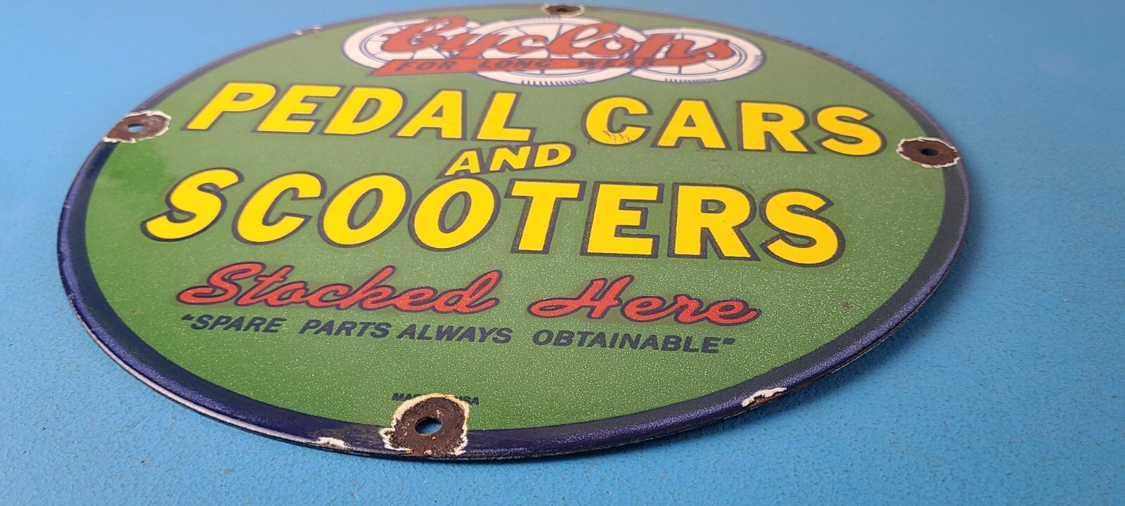 Vintage Cyclops Porcelain Sign - Gas Service Station Pedal Cars & Scooters Sign - Image 11