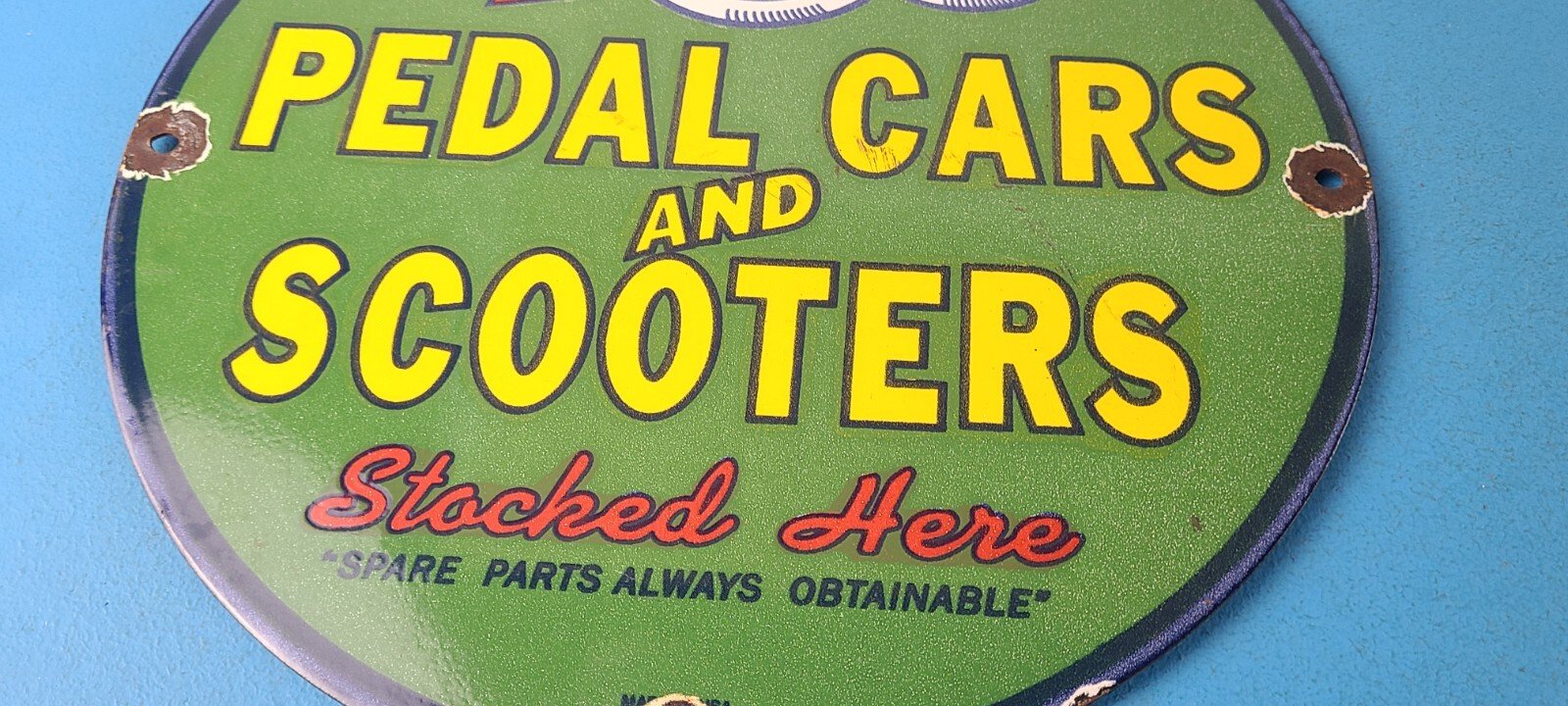 Vintage Cyclops Porcelain Sign - Gas Service Station Pedal Cars & Scooters Sign - Image 12