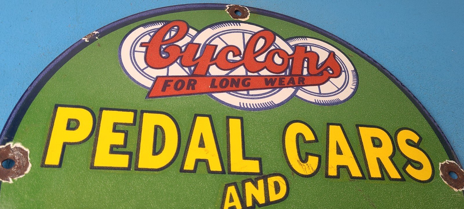 Vintage Cyclops Porcelain Sign - Gas Service Station Pedal Cars & Scooters Sign - Image 5