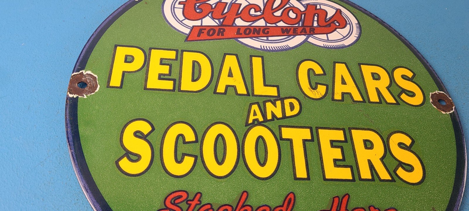 Vintage Cyclops Porcelain Sign - Gas Service Station Pedal Cars & Scooters Sign - Image 6