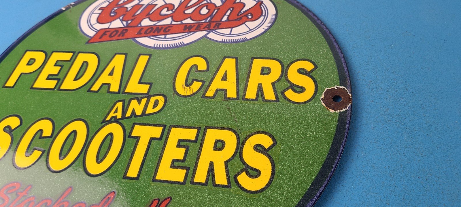 Vintage Cyclops Porcelain Sign - Gas Service Station Pedal Cars & Scooters Sign - Image 9