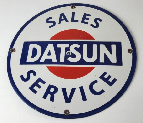 Vintage Datsun Sign - Automobile Car Motors Gas Pump Porcelain Sign