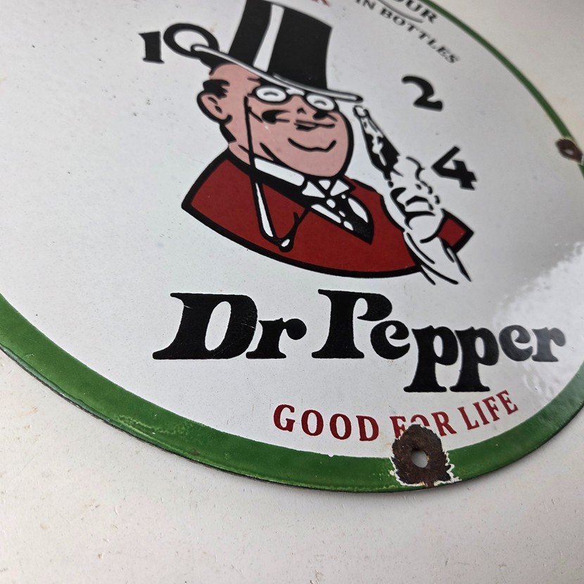 Vintage Dr Pepper Sign - Porcelain Soda Cola Beverage Gas Service Station Sign - Image 11